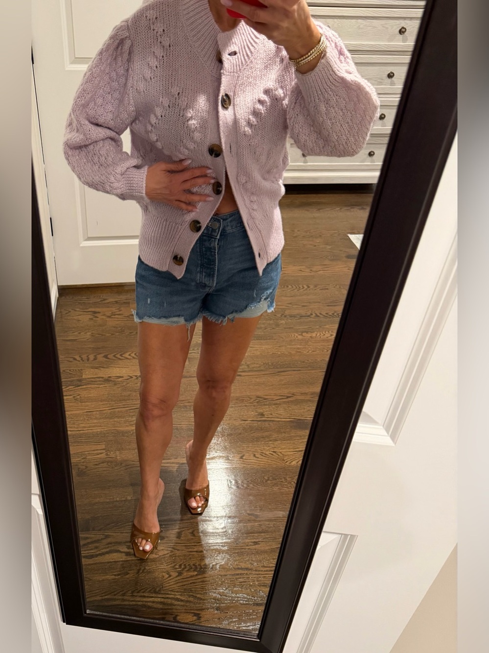 Boutique Gem of a Chunky Knit Lilac Button Cardigan